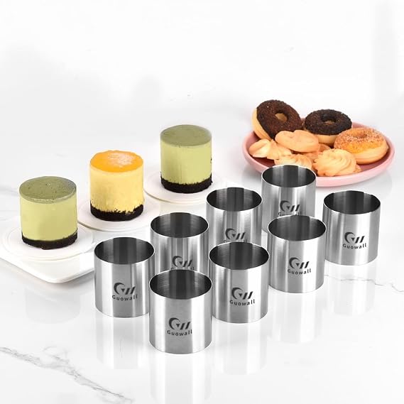 8Pcs Mini Cake Ring Molds 2 inch Seamless Mousse Mould Stainless Steel Cake Cutter Small Size Round Food Pastry Shaping for Baking - 2 2 inch