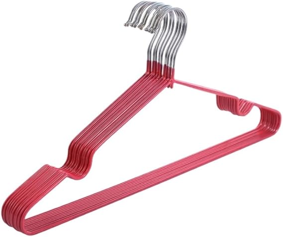 10pcs Metal Clothes Hanger Dormitory Drying Rack with Grooves, Non-Slip Dipped Plastic Coat Hangers for Adult for Scarves(B)