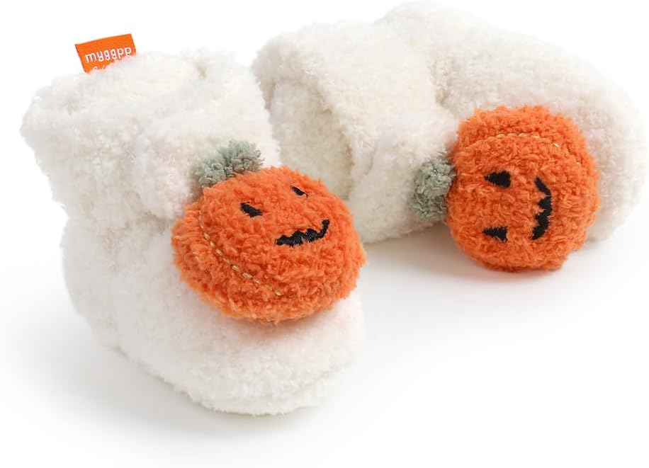 Baby Booties Cozy Fleece Slippers Soft Baby Shoes With Gripper Soles, Winter Warm Infant Newborn Crib Sock Shoes First Walkers