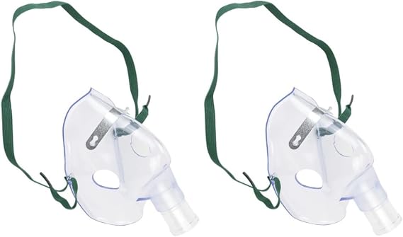 2 Pack Oxygen Mask 22MM OD Adult Latex Free Soft & Flexible Universal Size Aerosol Mask Reusable