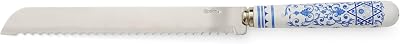Spode Judaica Challah Knife | 10 Inch Serrated Bread Knife for Shabbat and Jewish Holidays | Made from Stainless Steel with Porcelain Handle | Handwash Only