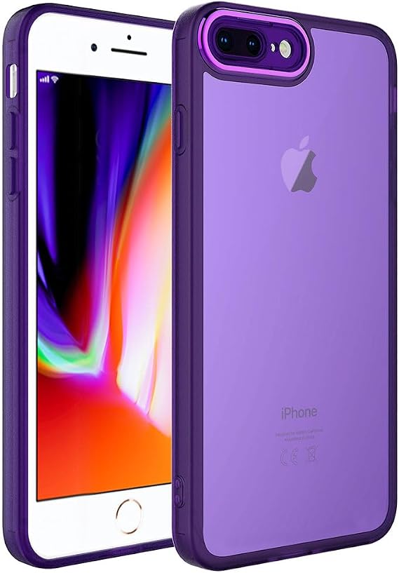 Spia Apple iPhone 7 Plus ile uyumlu Kılıf Derin Mor Primula Kamera Korumalı Kapak Koruyucu Tasarım (Apple iPhone 7 Plus, Derin Mor)