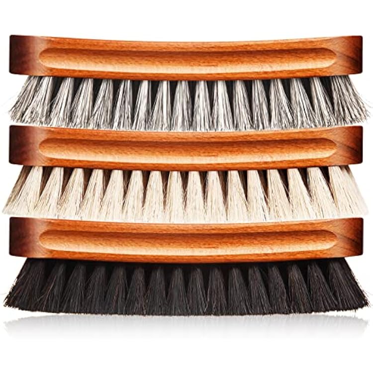 3 Pcs Horsehair Shoe Brush Kit Polishing Daubers Applicators Leather Care Brushes Shine Cleaning BrushShoe Brush Set C