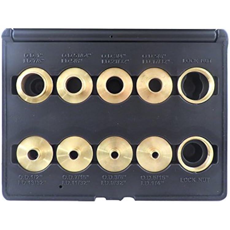 10 Piece Set Solid Brass Precision Machined Router Template Bushings Guide Bearings Set RB