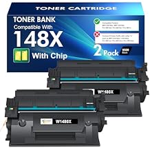 148X Black High Yield Toner Cartridge 148A Compatible Replacement for HP 148X Toner Cartridge for HP LaserJet Pro 4001n 4001dw 4001dn MFP 4101fdw 4101fdn Printer W1480X W1480A Ink with Chip 2Pack