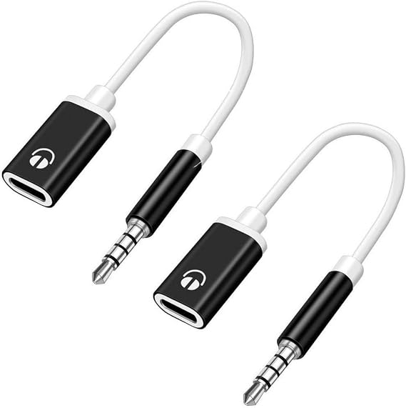 generic 2 Pcs 3.5mm Male to TypeC Female Audio Cable Cord 3.5mm Analog Cable Type-C Converter Earphone Adapter Compatible with MP3 Players, CD Players, Laptops, Tablets, Smartphone (Black)