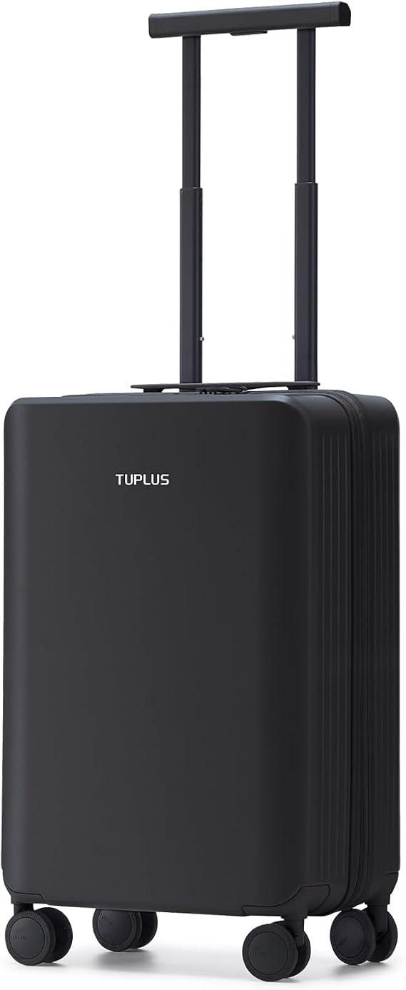 TUPLUS Playing 20" Lightweight PC Carry On with 4 Spinner Wheels Black