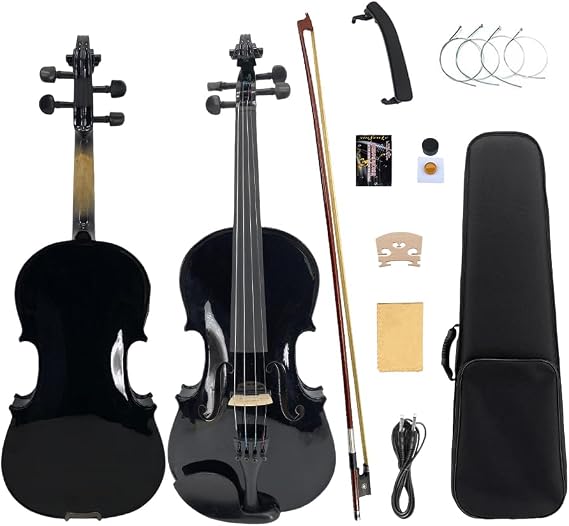 Yinfente Acoustic Violin Electric Violin 4/4 Full Size Violin 4 String Maple Spruce For Student,Violin For Beginners violin Case,Brazilwood Bow,Cable,Cleaning Cloth,Rosin