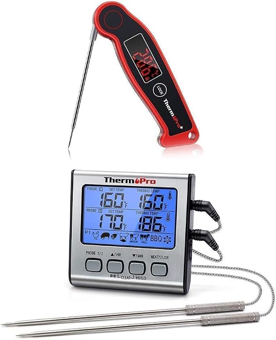 ThermoPro TP17 Dual Probe Digital Cooking Meat Thermometer +ThermoPro TP19 Waterproof Digital Meat Thermometer