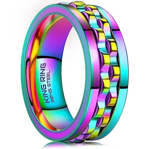 King Ring 8mm Gear Spinner Rings Ultra Polished Fidget Rings for Men & Women Designed in USA