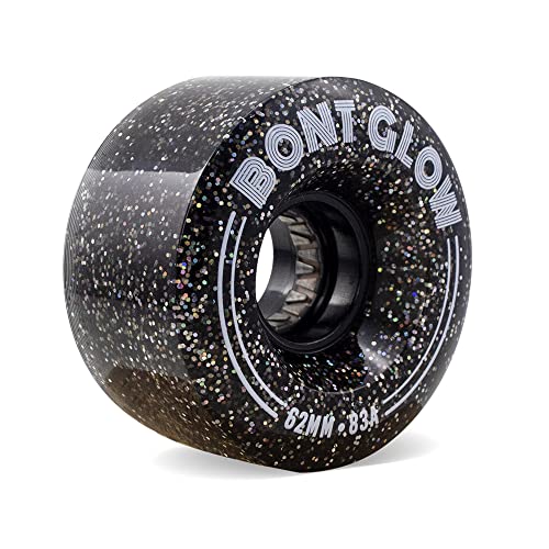 Bont Glow Light Up LED OUTDOOR Roller Skate Wheels 62x35mm 83A | Pack of 4 | For Street and Recreational Skating Obsidian Black