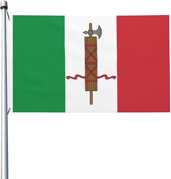 POOEDSO Italian Fascism Flag 3x5 Ft Double Sided Polyester Weather Resistant Red, White, Black 36" x 6" Unisex Casual Home Use Outdoor Decoration