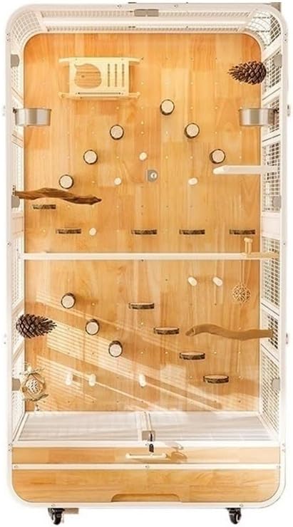 Birdcages Large Bird Cage Parrot Villa Full-View Luxury with Solid Wood Stand Perfect for Happy Birds