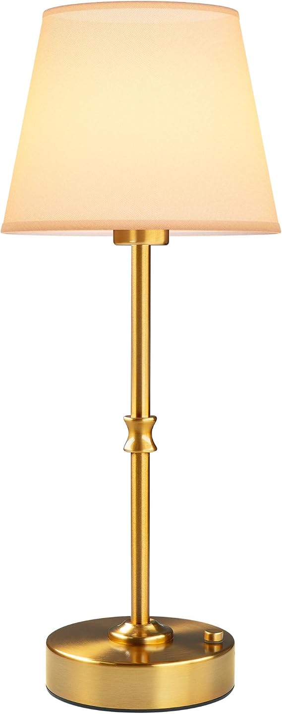 EppieBasic Cordless Table Lamp Rechargeable: Fast Charging & Long Lasting - 2700K Warm Light Samll Vintage Gold Lamps for Women Housewife - Dinning Living Room Bedroom