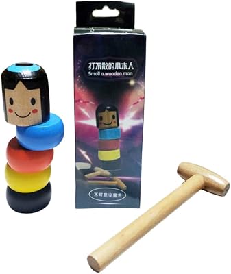 POPG Unbreakable Wooden Man Magic Toy Immortal Daruma Toys Stubborn Tumbler Toys Puppet Stage Magic Trick Props for Kids Halloween Christmas Birthday Gifts