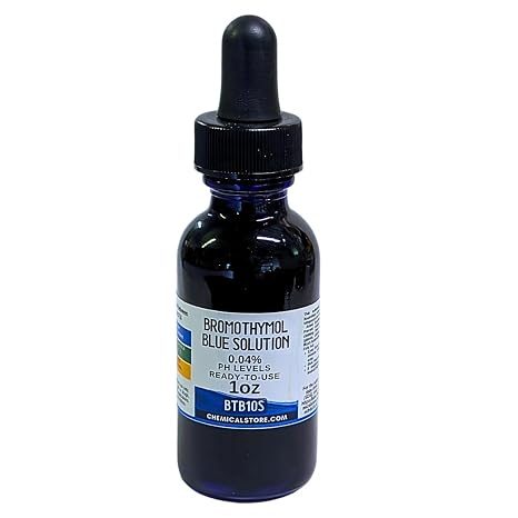 Bromothymol Blue 0.04% w/v Aqueous Solution 1oz ~ 30mL Indicator in Blue Glass Bottle with Dropper