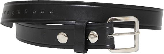 Amish-Made Cowhide Casual Leather Belt, Work Belt with Chrome Buckle and Snaps, 1/8" Thick and 1.25" Wide