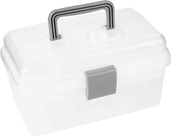Tosnail 10-Inch 2 Layers Clear Plastic Craft Organizer Box Storage Container for Sewing, Painting, Arts