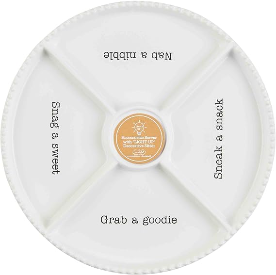 Mud Pie Circa Divided Tray, White, 12 1/4" dia | Base for Interchangable Platter Inserts