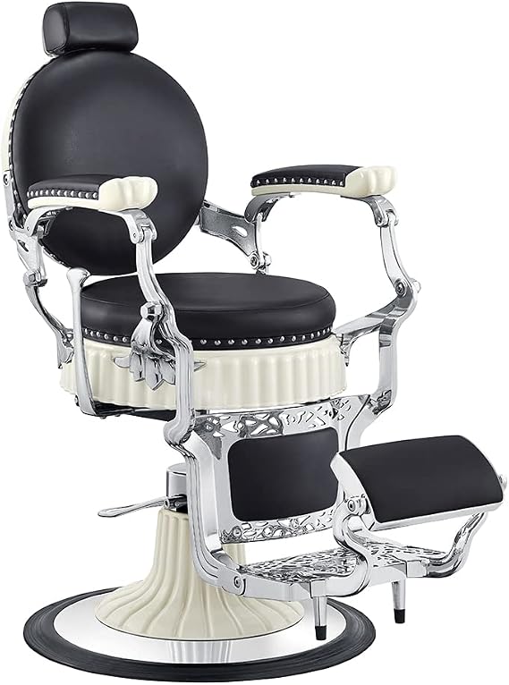 Dir Heavy Duty Hydraulic Barber Chair, Antique Designed Barbershop Chairs Mikado-Black