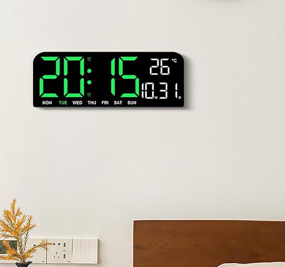 Renkli Dijital Duvar Saati - Sıcaklık, Tarih, Zamanlayıcı, Gece Lambası, Alarm, Geri Sayım Büyük Dijital Çalar Saat - Büyük Ekran Alarmı (mavi)