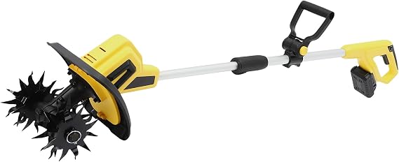 Cordless Tiller Cultivator, 48 Steel Tines Electric Tiller Battery Powered Garden Cultivator 8.7" Tilling Width, 6.3" Depth with 2AH Battery & Fast Charger 20V 270RPM