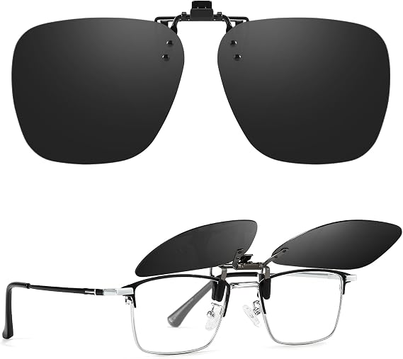 TJUTR Polarized Clip-On Sunglasses Over Prescription Glasses UV Protection