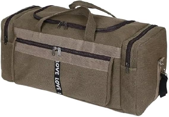 PURYN Travel Luggage Bag Gym Handbag Large Capacity Business Trip Sports Portable Multifunction Canvas Luggage Duffel Bags Men's Pack(Brown L)