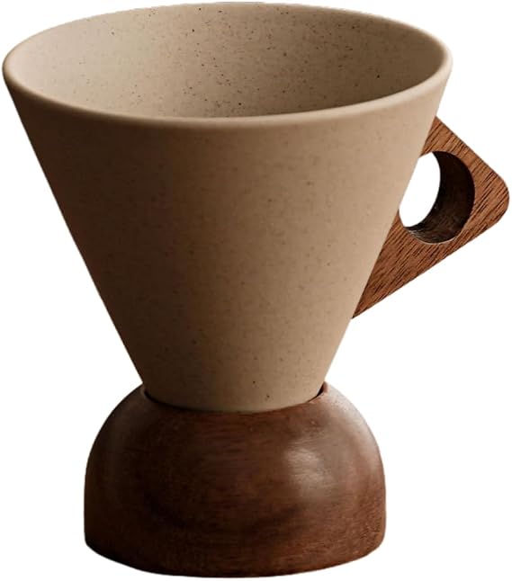 Ceramic Coffee Mug - Creative Coarse Pottery, High-end Niche, Exquisite American Latte Specialized Cup, Perfect for Coffee Lovers (Round bead base, 250ML)