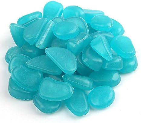 Shiny Stone 100pcs Glow in the Dark Fish Tank Aquarium Rocks, Aqua