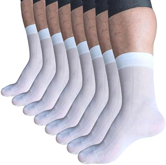 Mens Ultra Thin Dress Socks Silk Sheer Business Socks Soft Nylon Work Trouser Sox Mid Calf