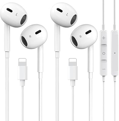 2 Packs Wired Headphones for iPhone 1413 Earbuds with Built-in Microphone & Volume Control HiFi Stereo Nosie Reduction Earphones Compatible with iPhone 1211XRXSX87SE Support All iOS System