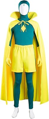nezababy Vision Costume Adults Kids Cosplay Wanda Vision Cloak Jumpsuit Halloween Carnival Outfit Battle Suit
