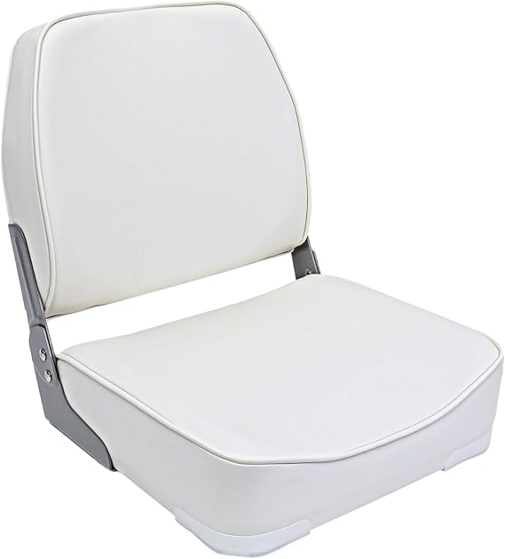 Marine Folding Seat Folding Seat Low/High Back Fold-Down Captain Chair for Fishing Boat Sightseeing Boat Speedboat Canoe Boat Seat(Beige, 1)