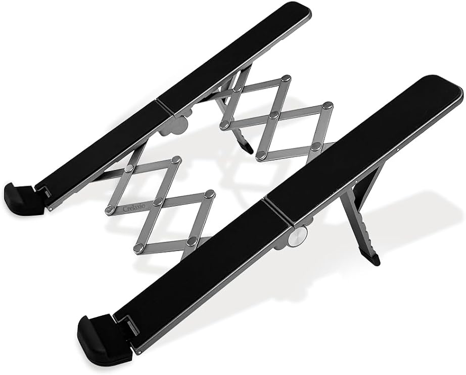 Laptop Stand, Foldable, PC Stand for Liquid Tabs, 10-16 Inches, Aluminum Alloy, Improves Posture, Desk Work, Angle Adjustment, Lightweight, Easy to Carry, Storage Bag Included