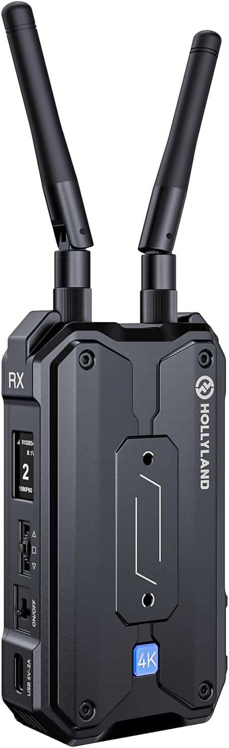 Hollyland Pyro H RX Wireless HDMI Wireless Video Receiver Dual-Band 4K30/1080p60 1300ft Los Range 60ms Latency, Up to 4 Receiver, Smart Channel Scan, UVC Live Stream ((RX Only)
