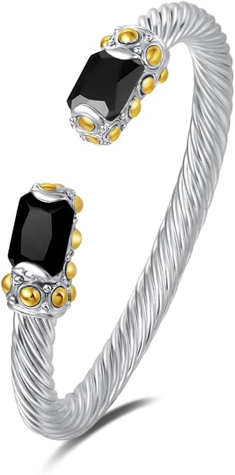 UNY Designer Inspired Jewelry Radiant CZ Cable Wire Antique Bangle Elegant Beautiful
