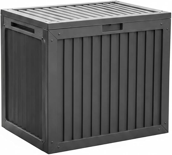 Porsima 161001-012 130LT Kilitli Organizer Kapaklı Bahçe Balkon Kiler Sandığı Çok Amaçlı Depolama Sandığı Gri