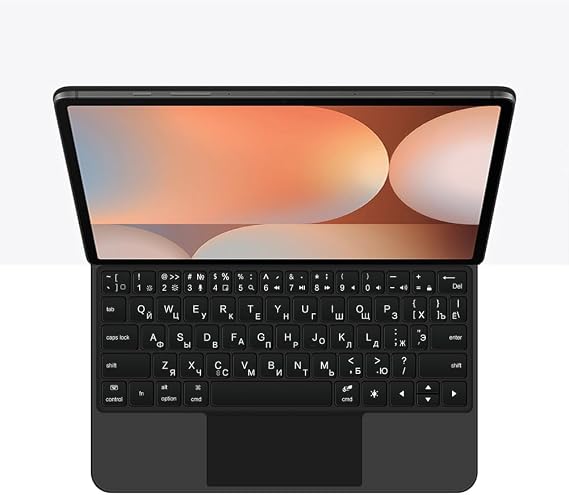 Keyboard Case for Samsung Galaxy Tab S10 FE/S9/S9 FE/S8/S7 11'', Easy-Set Magic Floating Cantilever Stand,7 Colors Backlight, Built-in Trackpad,Black,Russian