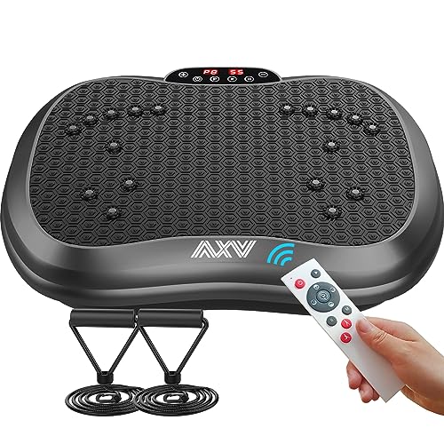 AXV Vibration Plate Fitness Platform Exercise Machine Vibrating Shaking Workout Full Body Shaker Vibrate Stand Shake Board Sport Gym Pad for Weight Loss Fat Burner for Women Men