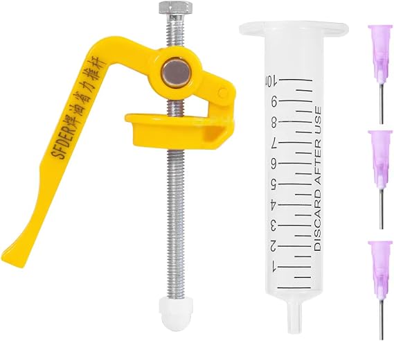 Manual Solder Flux Glue Dispenser,Durable Solder Paste Dispenser with Plunger and 3 Dispensing Needles,10cc Syringe Dispenser for Soldering Paste Welding Repair Tools(Solder Flux Excluded)