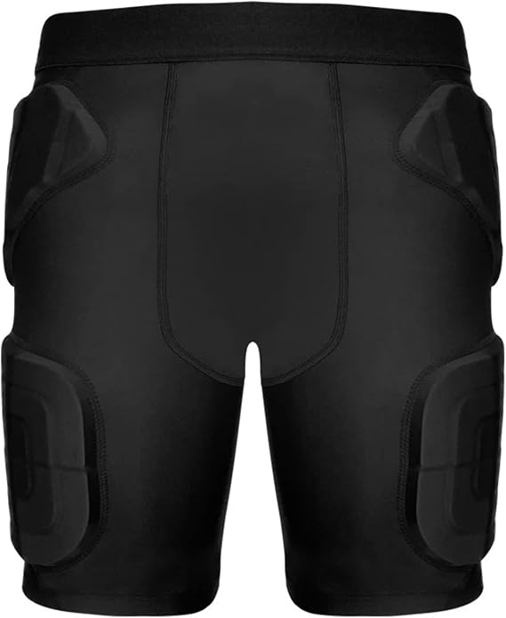 Youth Kids 5-Pad Football Girdle Padded Compression Shorts Rib Protectors Pants for Snowboard,Skate,Rugby Youth Adult Black