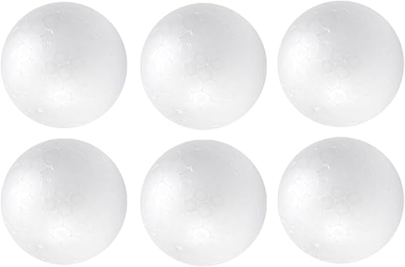 Crafjie 6-Pack 2.75 Inches Craft Foam Balls Smooth Round Foam Ball, White | for DIY Arts and Crafts/Holiday Decor/School Craft Projects/Household Decorations/Party Decorations/Christmas Decor/Ornaments