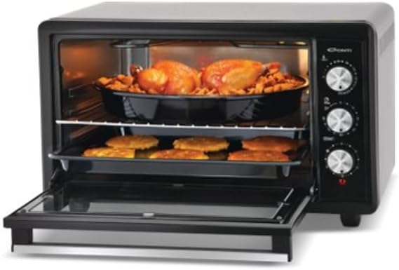 Conti CMF-500 BakePro 52 Litre Midi Fırın, 1800W, Fanlı Pişirme, Çift Camlı Kapak, İç Aydınlatma, 50-250°C Ayarlanabilir Termostat, Emaye Tepsi ve Izgara Dahil, Siyah