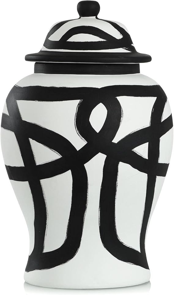Stylecraft Medium Ginger Jar with Black and White Finish HFA71196DS