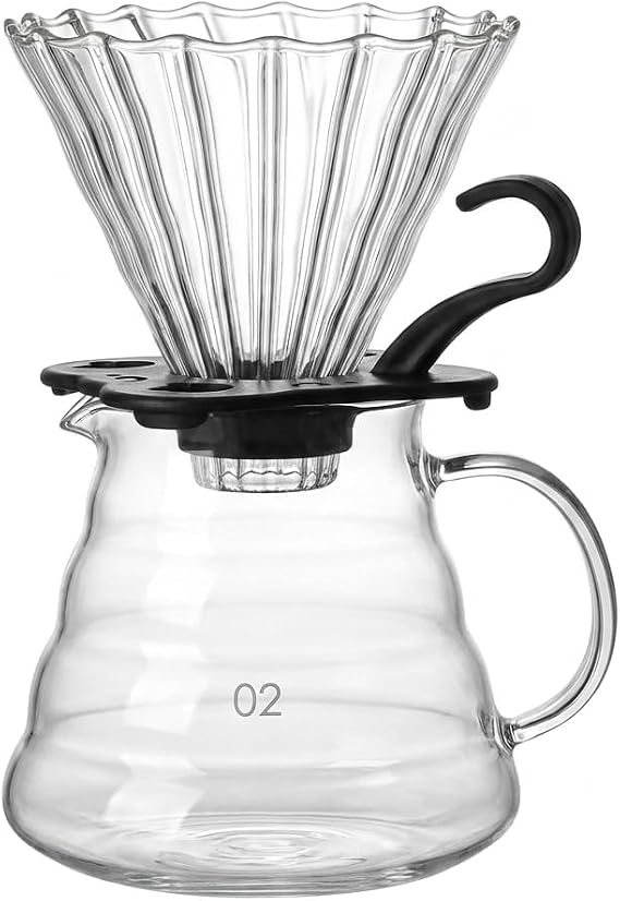 Deconox Profesyonel Cam Kahve Demleme Seti (Pour Over Dripper & Karaf) - 600 ml Kapasiteli Borosilikat Filtre Kahve Seti