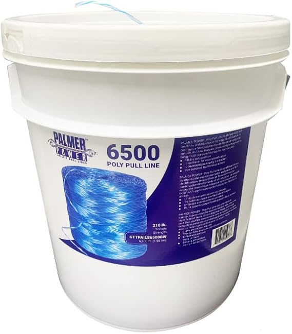 ATERET PL6501D Poly Pull Line Bundle - 210 lbs Tensile Strength, Polypropylene Twine Line - 6,500 Ft in Bucket & Reusable Lid