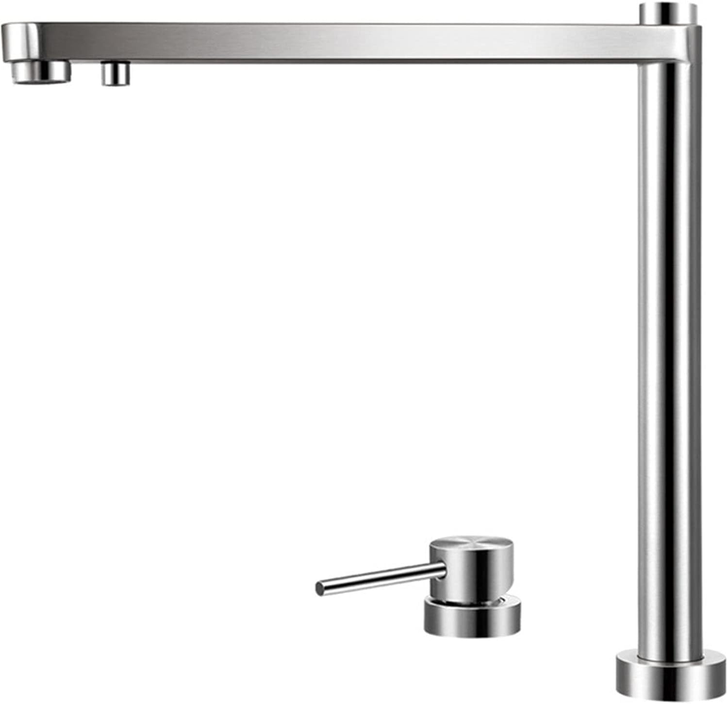 Kitchen Faucet with Drinking Water Faucet, 360° Swivel Hidden Lift Folding Kitchen Sink Faucet, Stainless Steel Brushed Hot and Cold Water Mixer Tap with Independent Handle