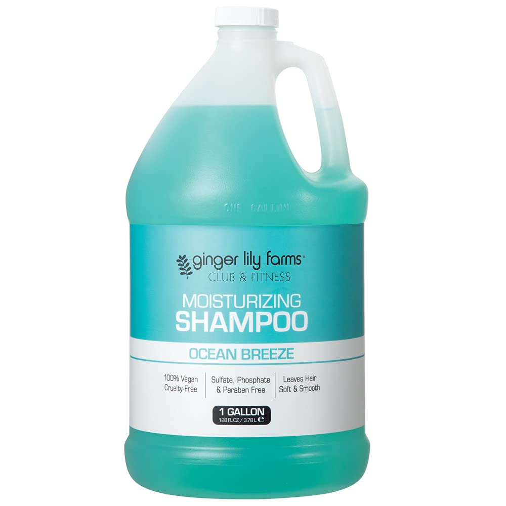 Ginger Lily Farms Club & Fitness Moisturizing Shampoo for All Hair Types, 100% Vegan & Cruelty-Free, Ocean Breeze Scent