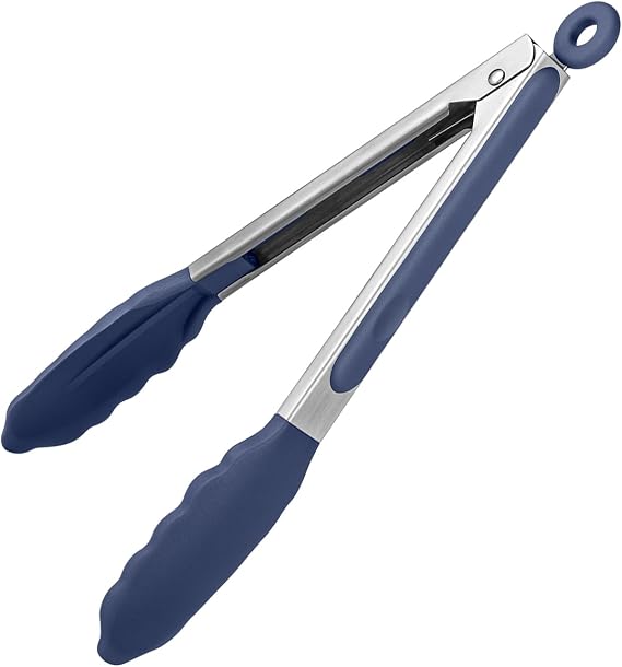 U-Taste Kitchen Tong for Cooking, 480oF Heat-Resistant, 9in/Midnight Blue